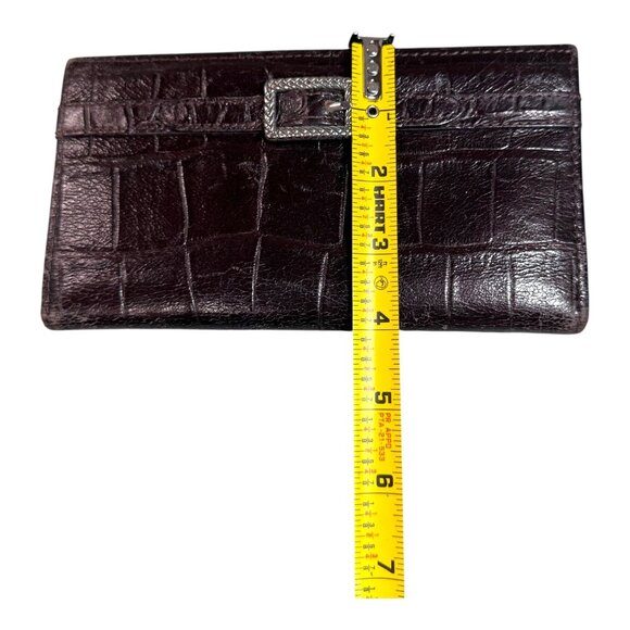 Brighton Card Folio Organizer Long Wallet Croc Embossed Brown Leather READ - Picture 7 of 12